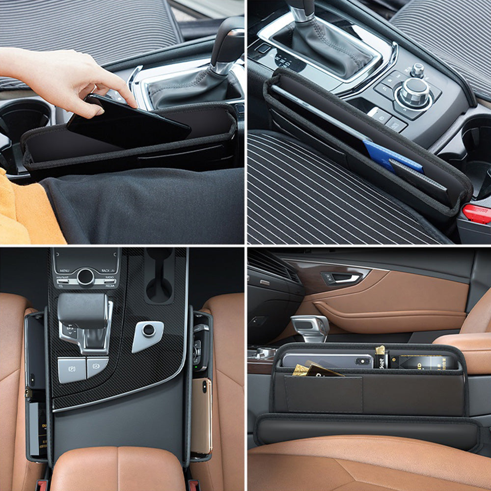 Car Seat Gap Storage Bag Organizer PU Leather With Exclusive Charging Cable Hole Suitable For Vehicles-2