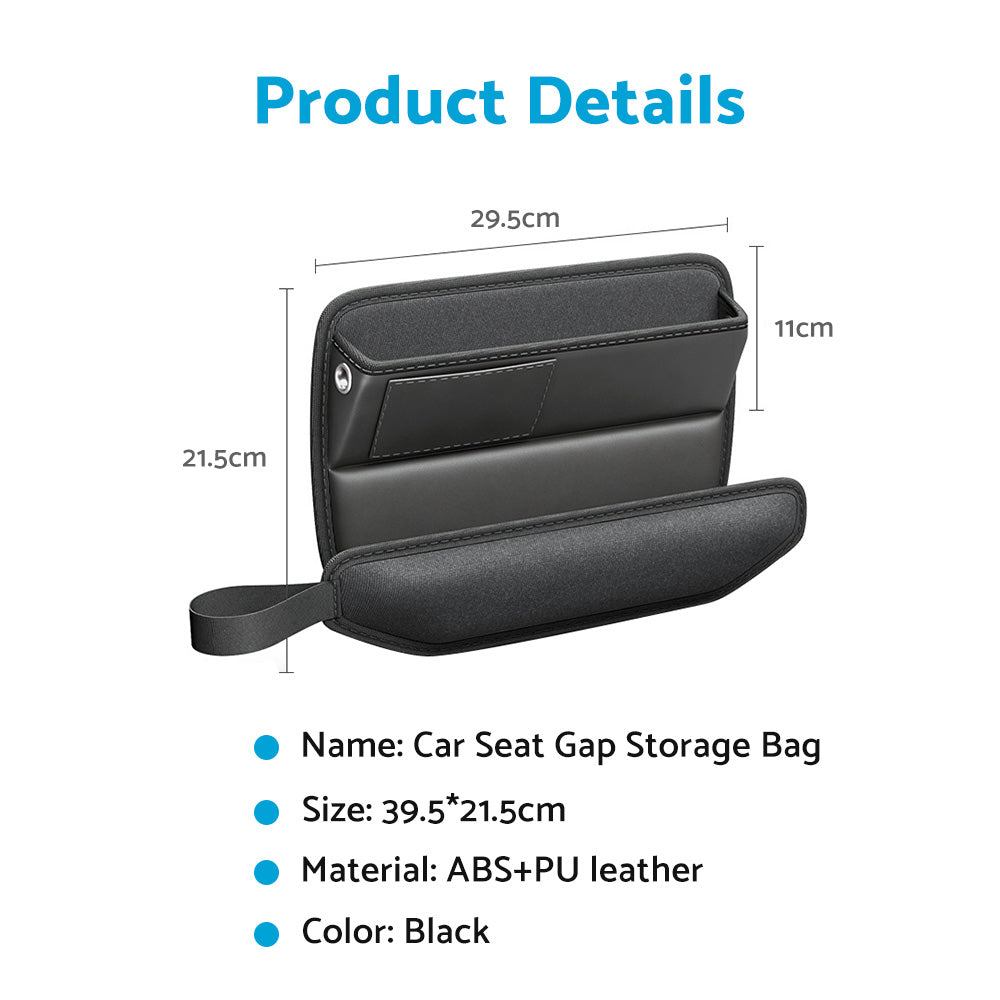 Car Seat Gap Storage Bag Organizer PU Leather With Exclusive Charging Cable Hole Suitable For Vehicles-3