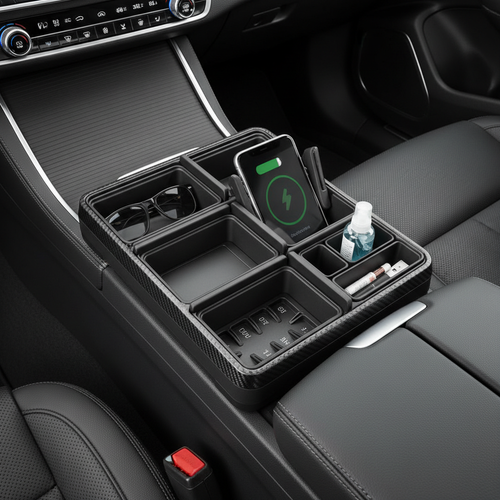 Adjustable center console organizer with multiple compartments